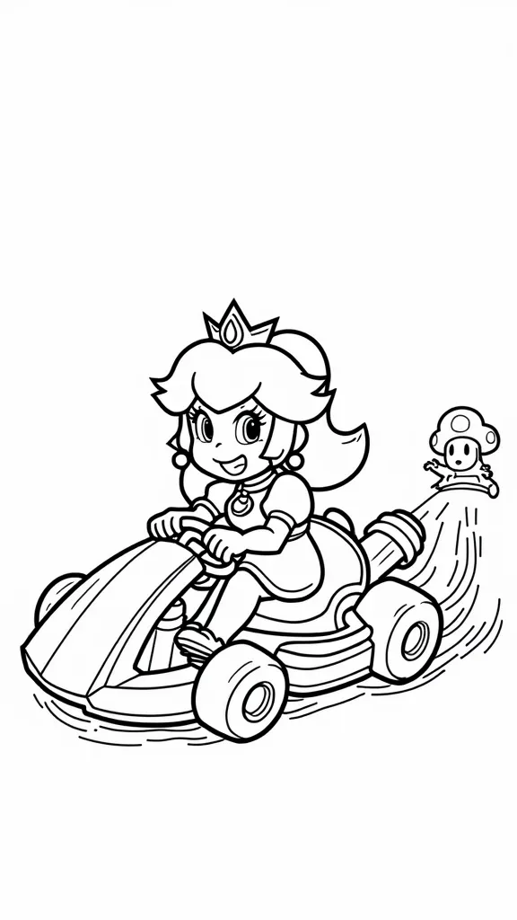 coloriage princesse pêche mario kart